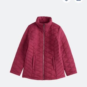 NWOT: Red Quilted Puffer Jacket with High Collar